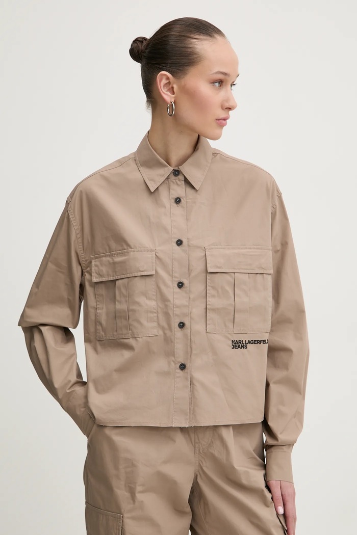 Košeľa Karl Lagerfeld Jeans relaxed béžová A1W11032