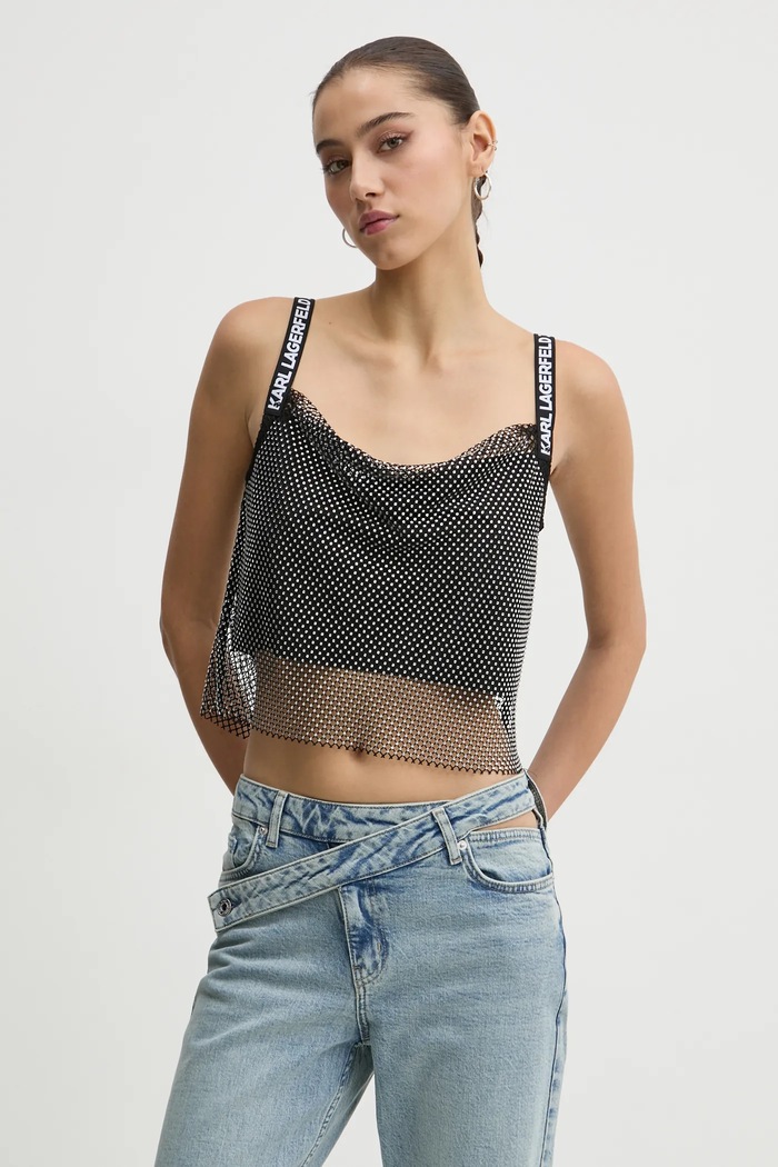 Top Karl Lagerfeld Jeans κανονικό μαύρο A1W11010