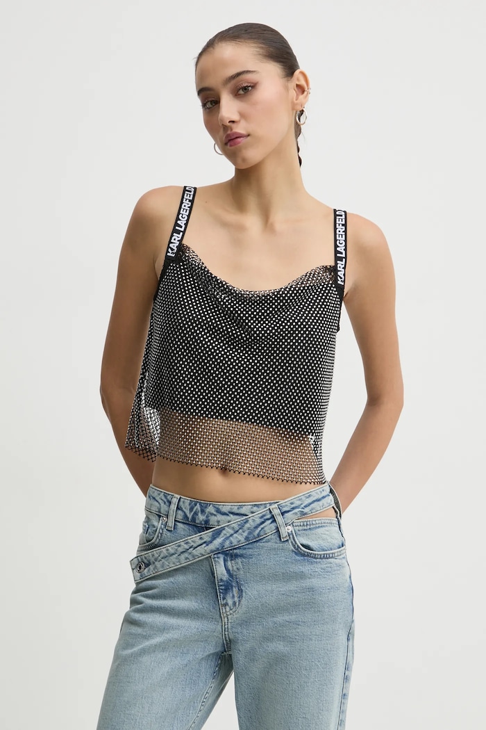 Top Karl Lagerfeld Jeans κανονικό μαύρο A1W11010