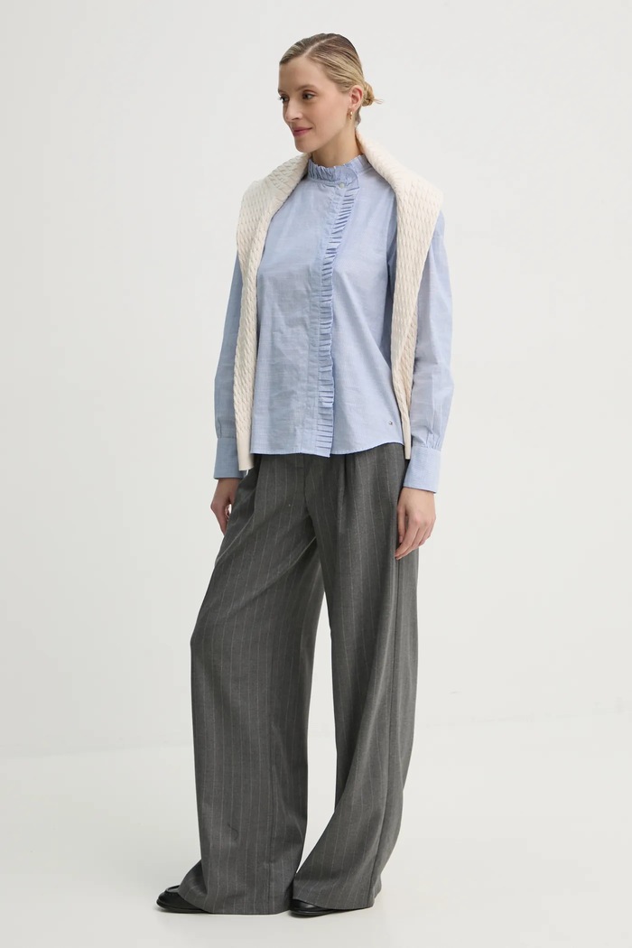 Tommy Hilfiger koszula bawełniana WW0WW44063 niebieski SS25