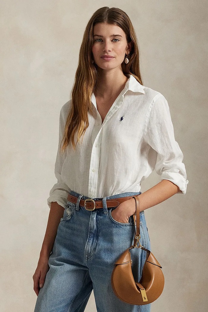 Polo Ralph Lauren košulja za žene od lana casual bijela 211970730
