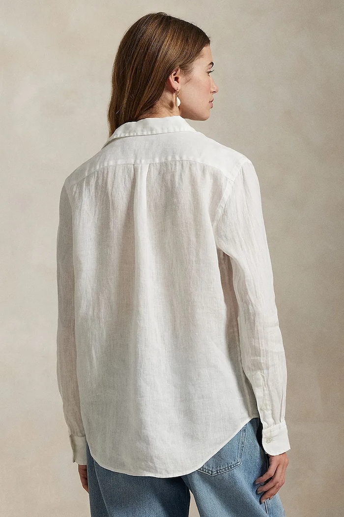 Polo Ralph Lauren košulja za žene od lana 211970730 bijela SS26