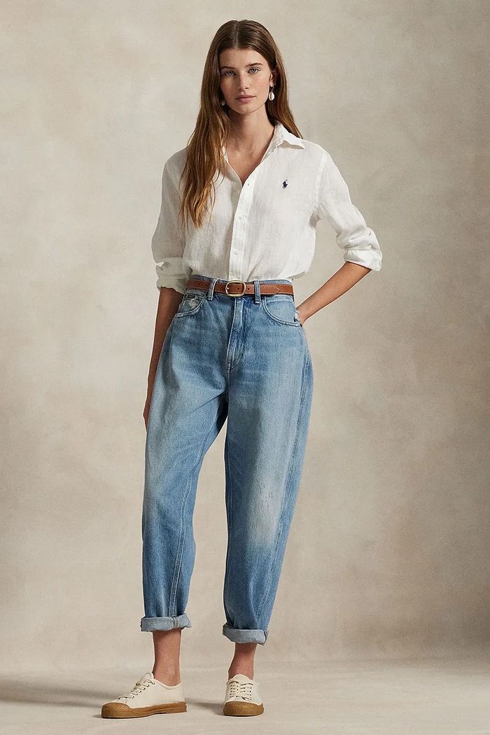 Odjeća Polo Ralph Lauren košulja za žene od lana 211970730 bijela