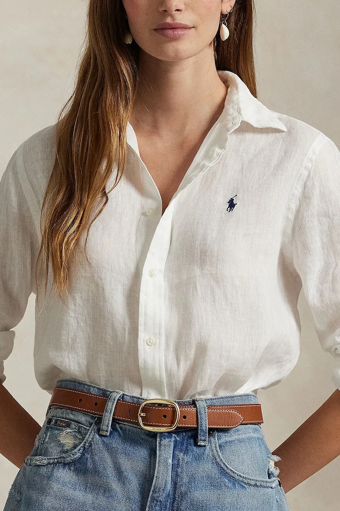 Polo Ralph Lauren košulja za žene od lana bijela 211970730
