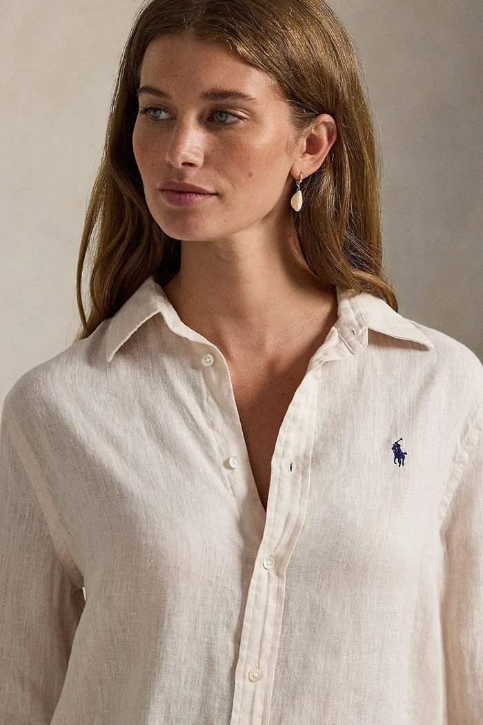 Льняная рубашка Polo Ralph Lauren бежевый 211970730