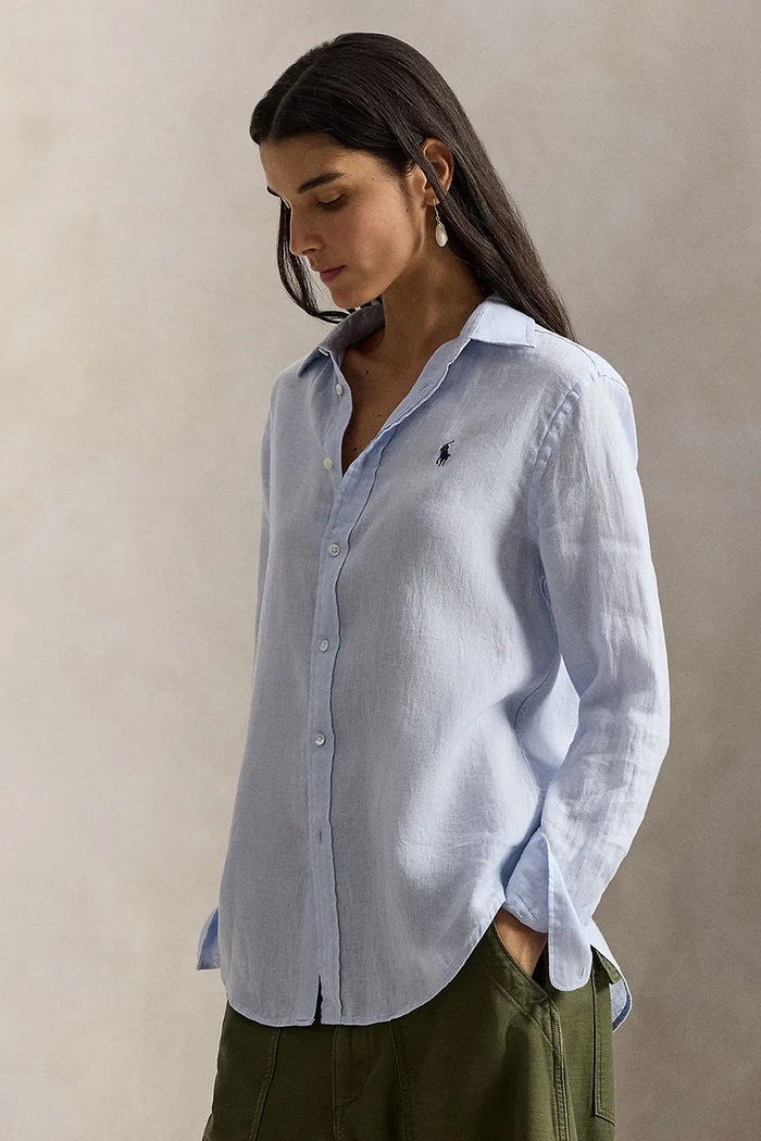 Polo Ralph Lauren koszula damska lniana klasyczny niebieski 211970730