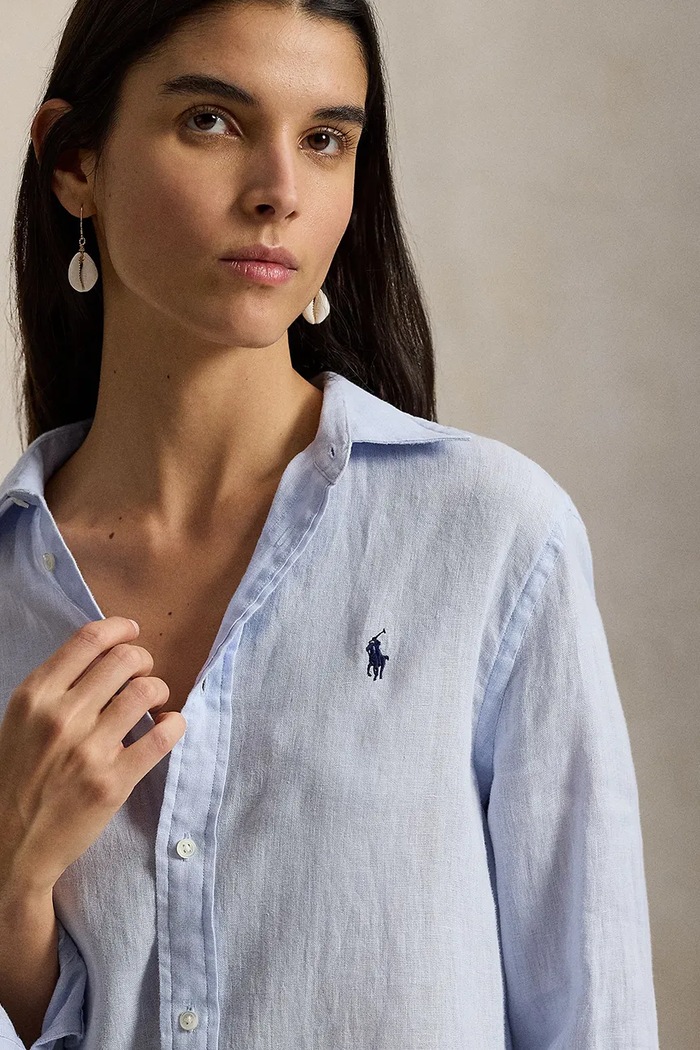 Polo Ralph Lauren koszula damska lniana niebieski 211970730