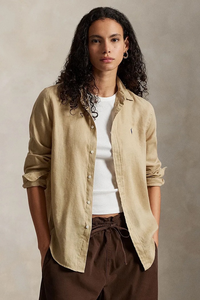 Polo Ralph Lauren cămașă de in casual bej 211970730