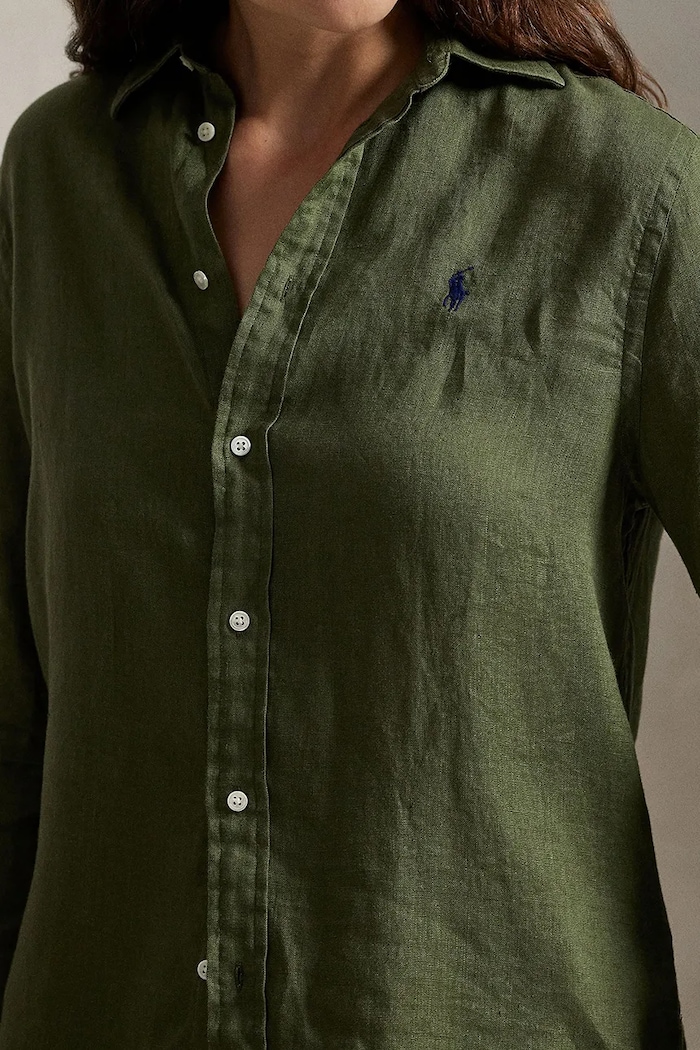 Polo Ralph Lauren πουκάμισο λινό γυναικείο πράσινο 211970730