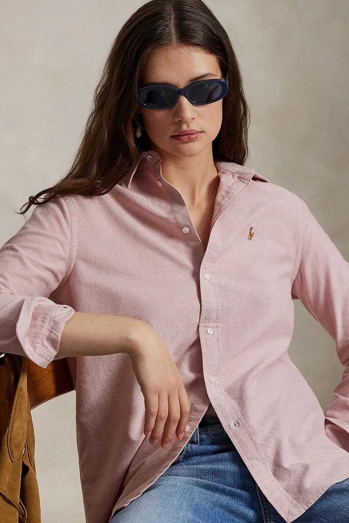 Βαμβακερό πουκάμισο Polo Ralph Lauren 211970736 ροζ
