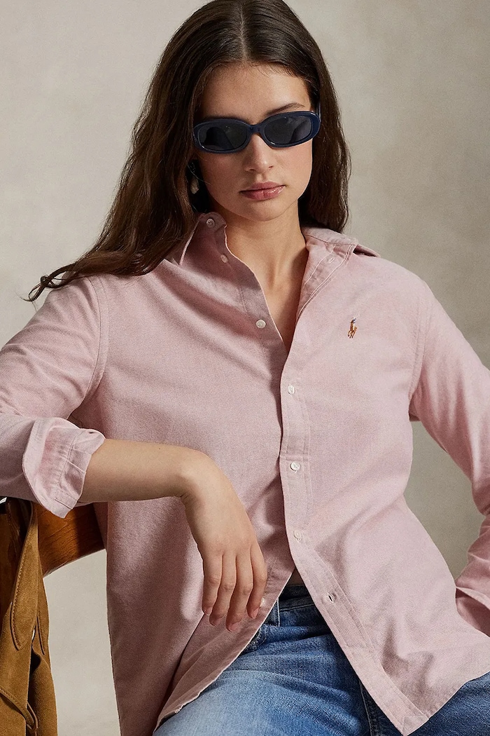 Βαμβακερό πουκάμισο Polo Ralph Lauren 211970736 ροζ