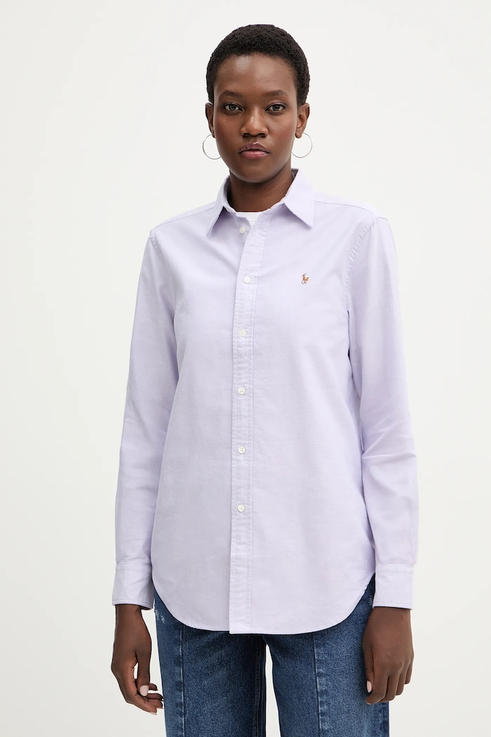 Бавовняна сорочка Polo Ralph Lauren гладкий фіолетовий 211970736