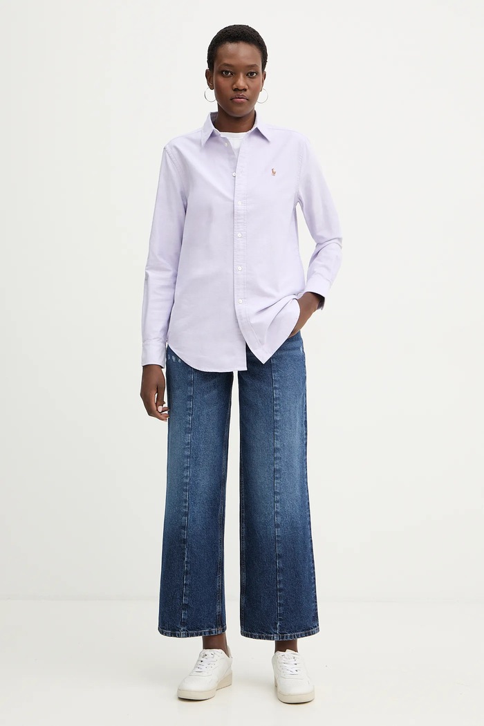 Бавовняна сорочка Polo Ralph Lauren 211970736 фіолетовий SS26