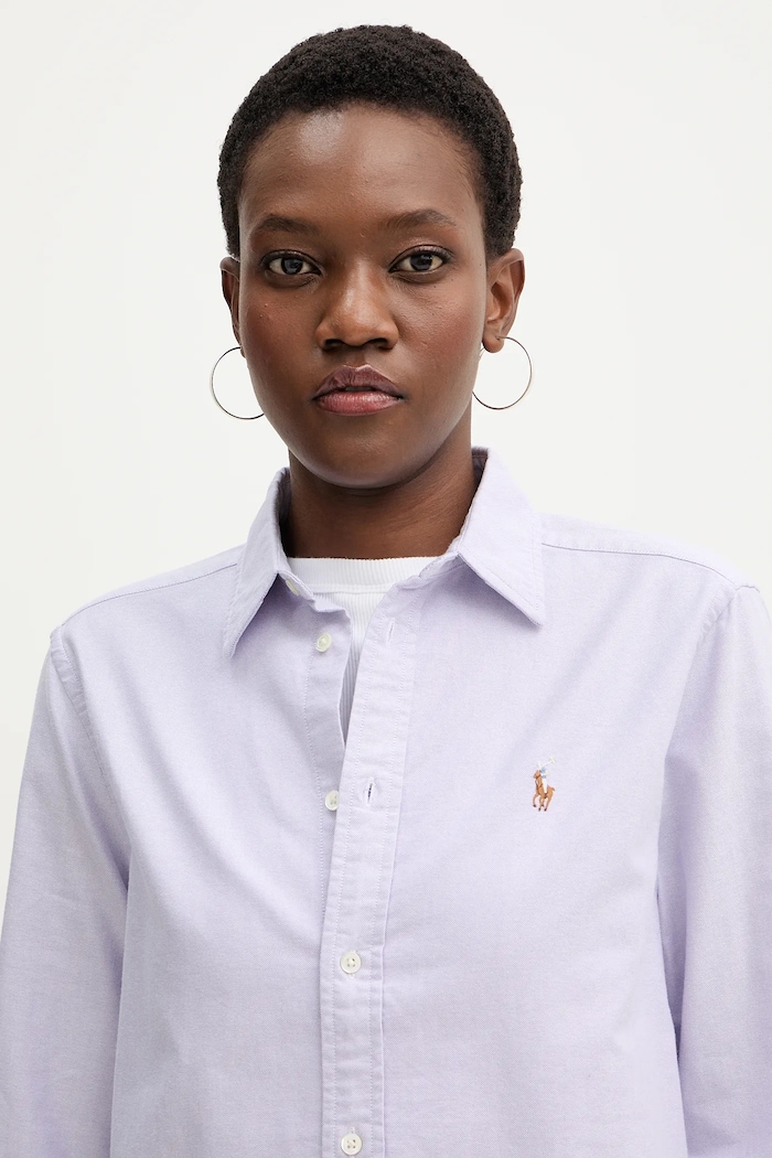 Бавовняна сорочка Polo Ralph Lauren фіолетовий 211970736