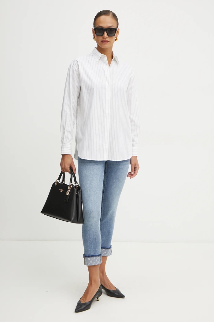 Pinko koszula bawełniana 104026.A2FH biały SS25