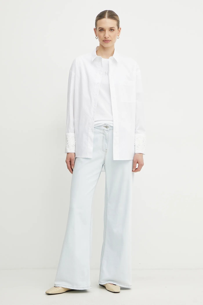 Bavlněná košile Twinset 251TP2280 bílá SS25