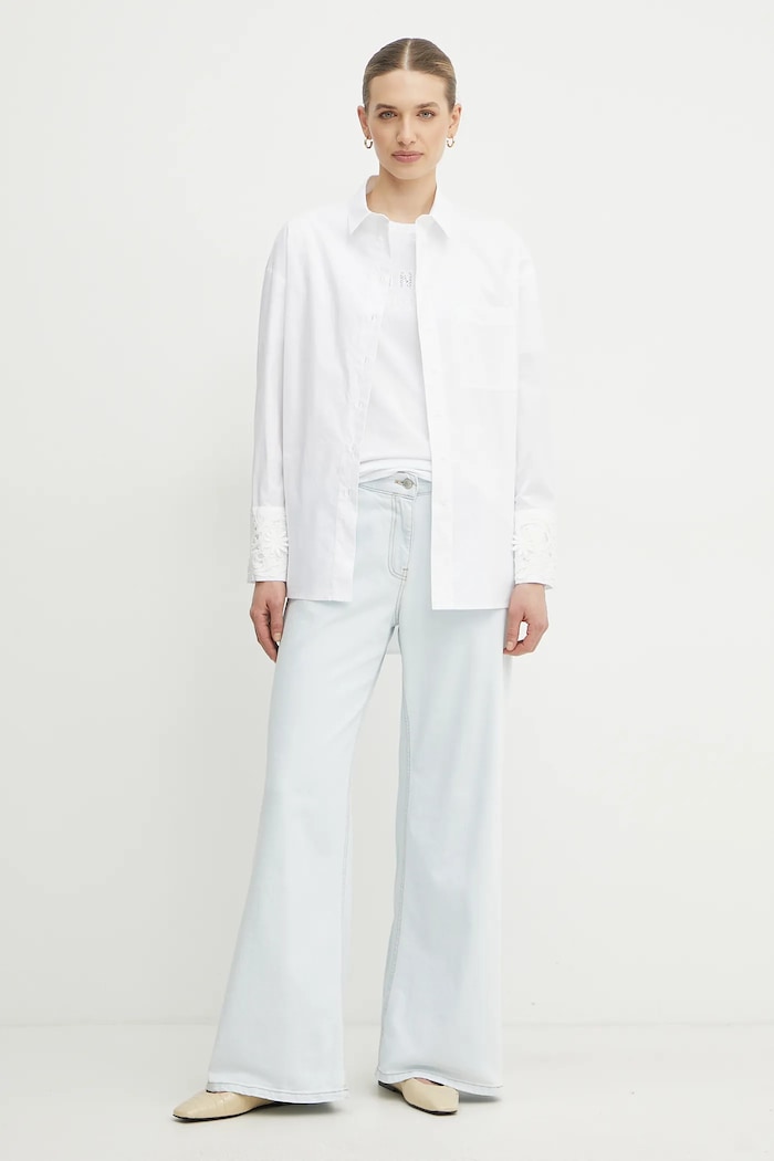 Bavlněná košile Twinset 251TP2280 bílá SS25