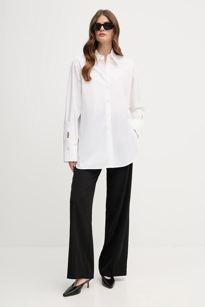 Pamučna košulja Emporio Armani EW001708.AF15122 bijela SS25