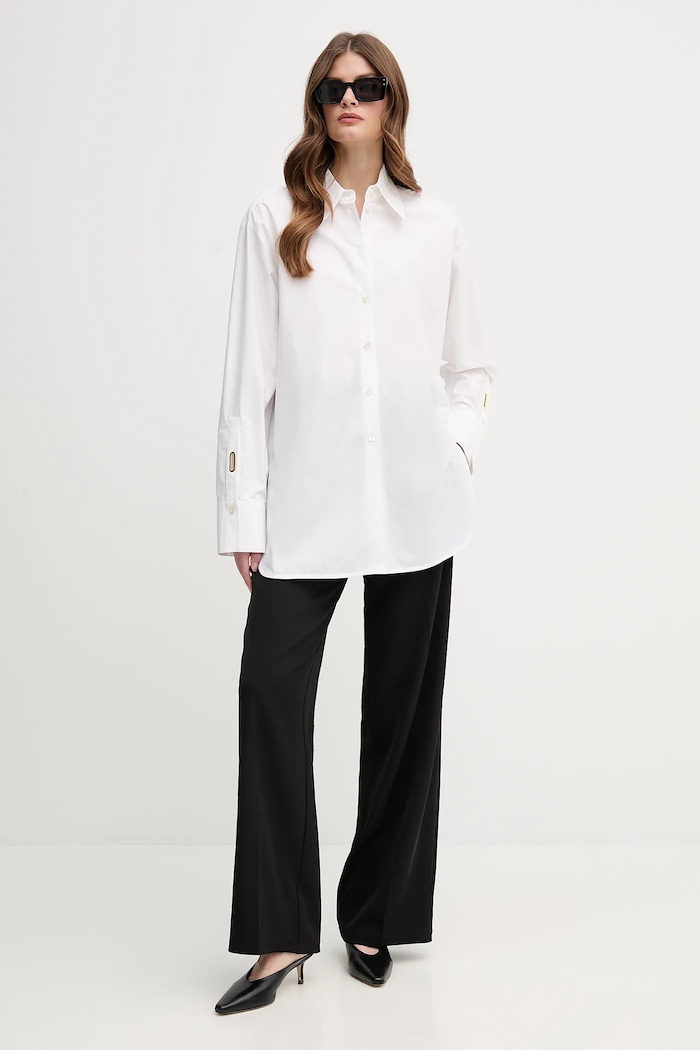 Pamučna košulja Emporio Armani EW001708.AF15122 bijela SS25