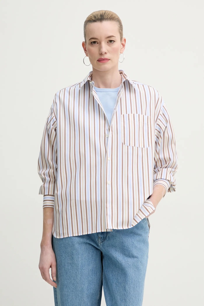 Pamučna košulja A.P.C. chemise stephanie casual plava COHEI.F12605