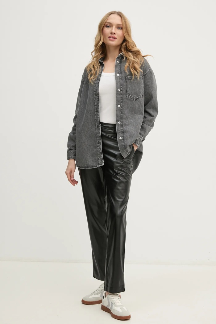 Džínová košile Pepe Jeans OVERSHIRT PL304963UM9 šedá SS25