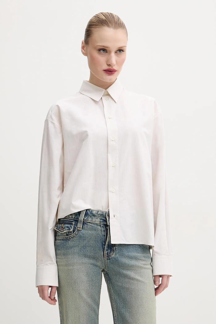 Bavlnená košeľa MM6 Maison Margiela relaxed béžová S52DT0043