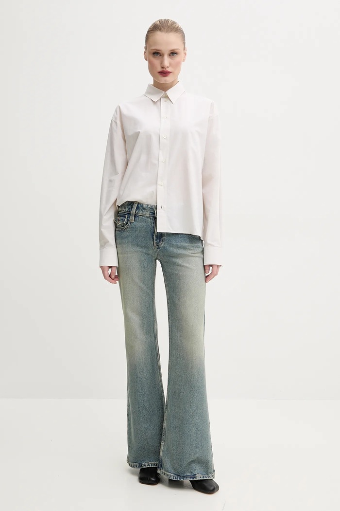 Bavlnená košeľa MM6 Maison Margiela S52DT0043 béžová SS25
