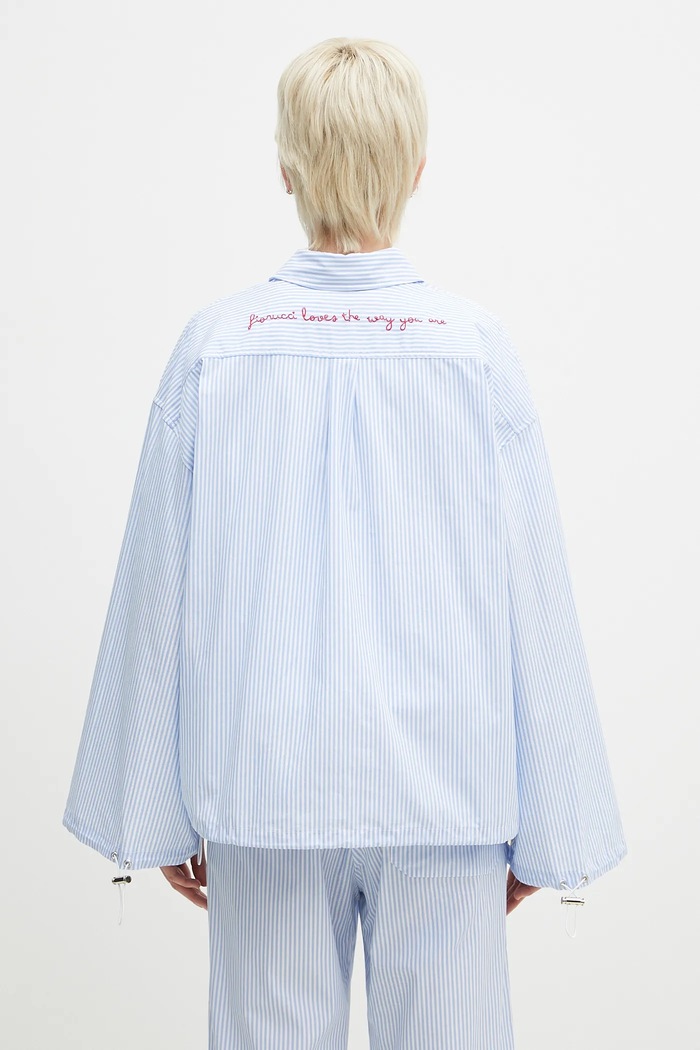 Oblečenie Bavlnená košeľa Fiorucci Striped Embroidered Drawstring Shirt W02SPTLO170CO01BL02 modrá