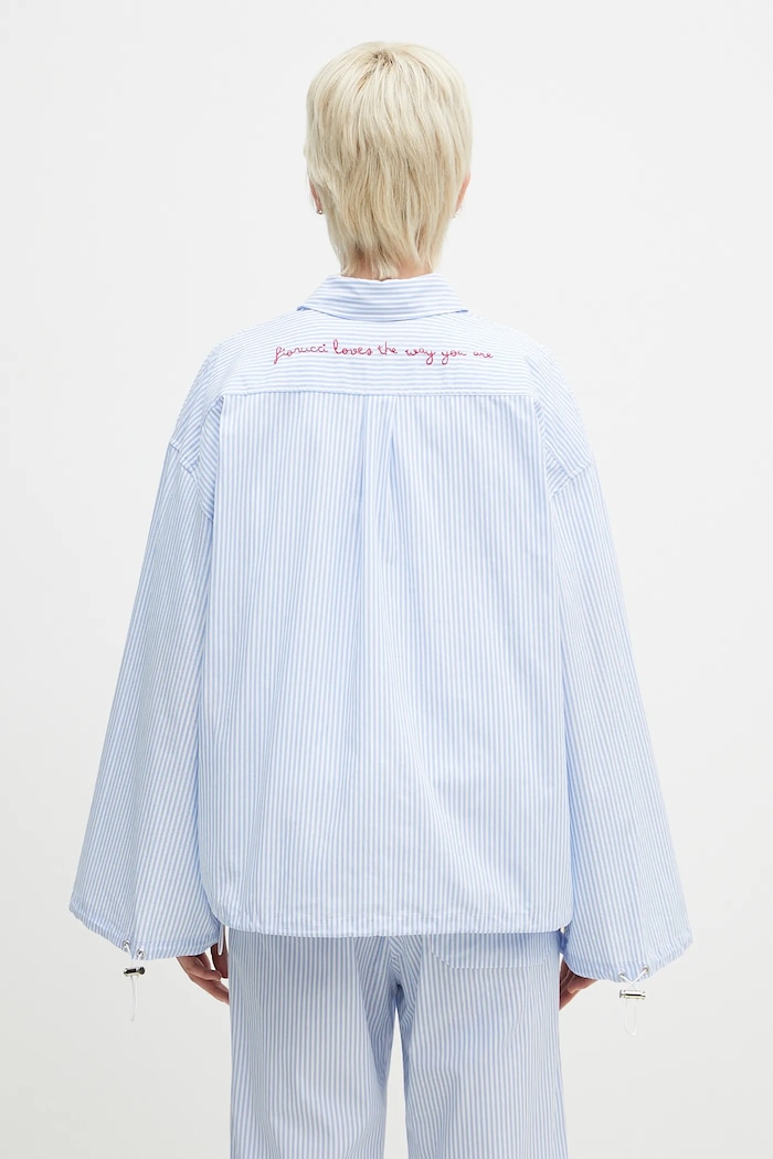 Oblečenie Bavlnená košeľa Fiorucci Striped Embroidered Drawstring Shirt W02SPTLO170CO01BL02 modrá