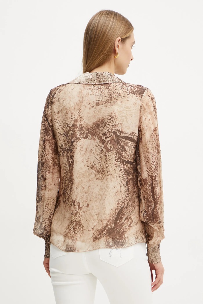 Odzież Guess bluzka z domieszką jedwabiu SOAVE W5RH55.WE550 beżowy