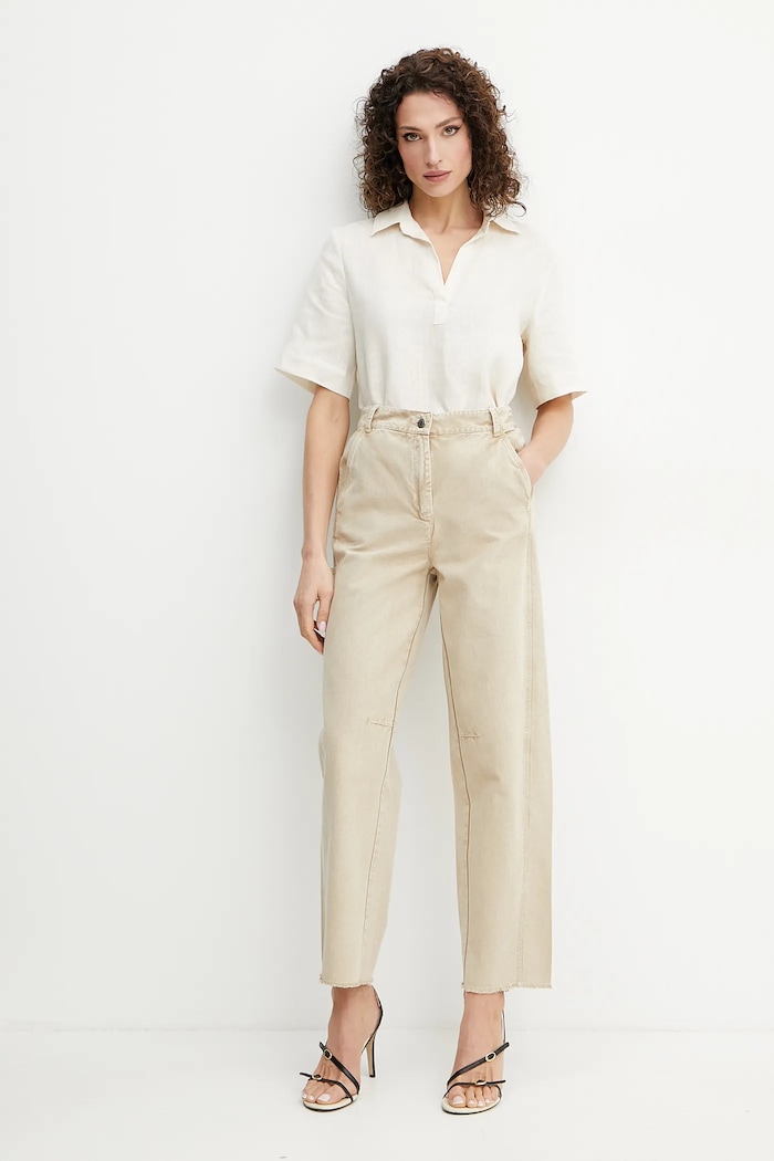 Lněná halenka Marella Emme by Marella 2515111032 béžová SS25
