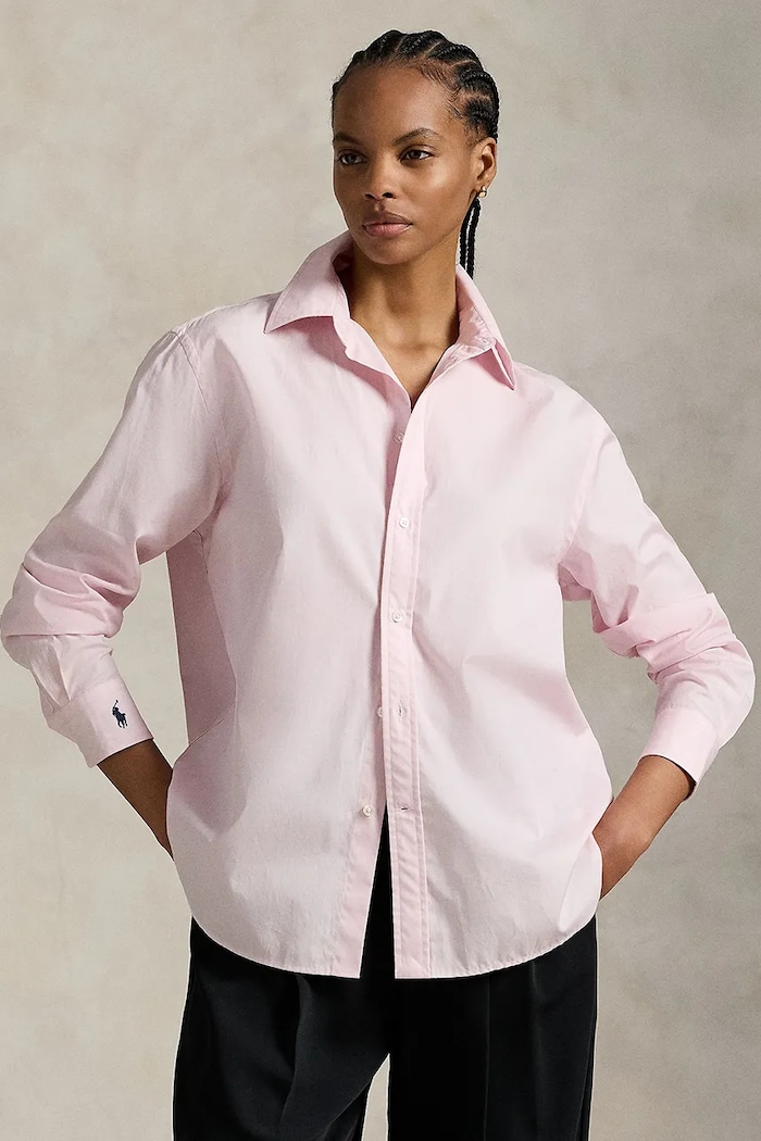 Polo Ralph Lauren koszula bawełniana Long Sleeve Light Shirt gładkie różowy 211968220