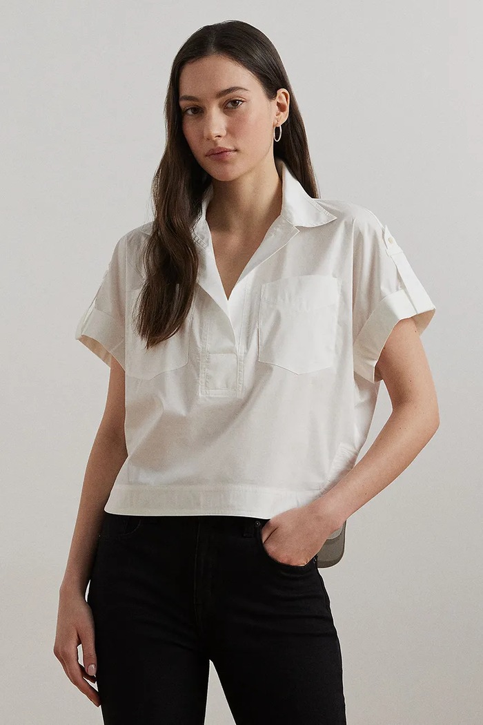 Lauren Ralph Lauren cămașă scurt alb 200966988