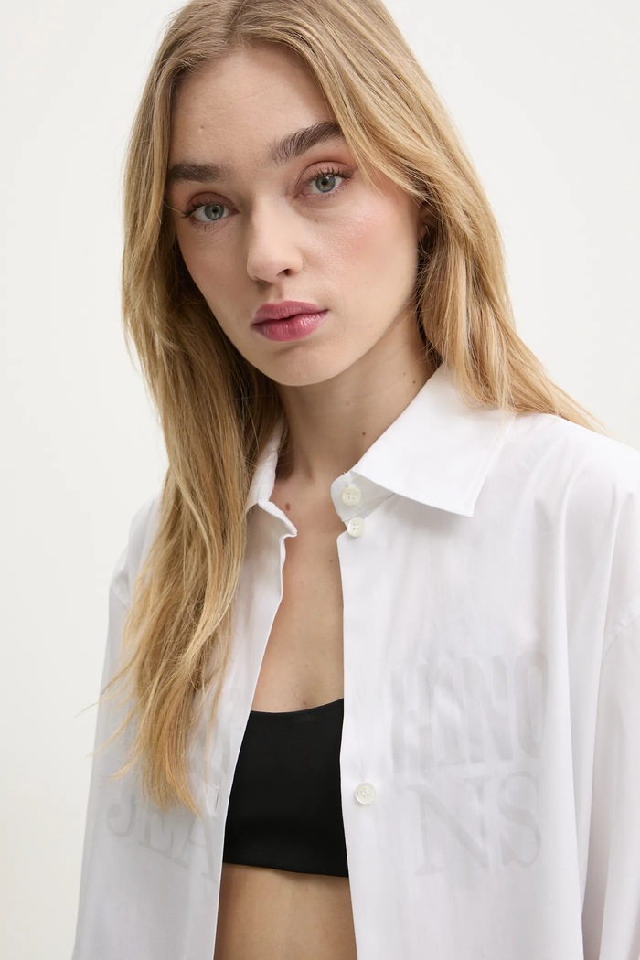 Pamučna košulja Moschino Jeans bež 0209.3227