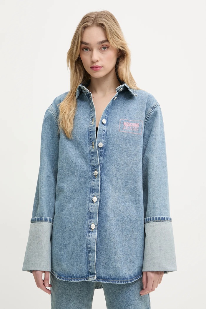 Moschino Jeans koszula jeansowa nadruk niebieski 0216.3217