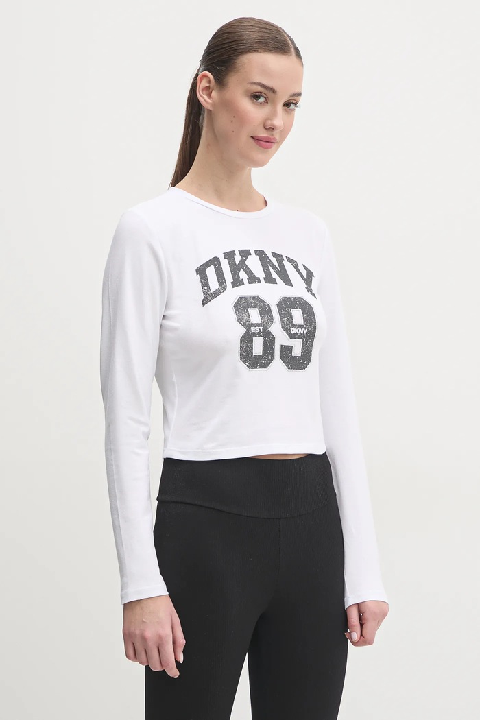 Tričko s dlouhým rukávem Dkny slim bílá DP4T9979