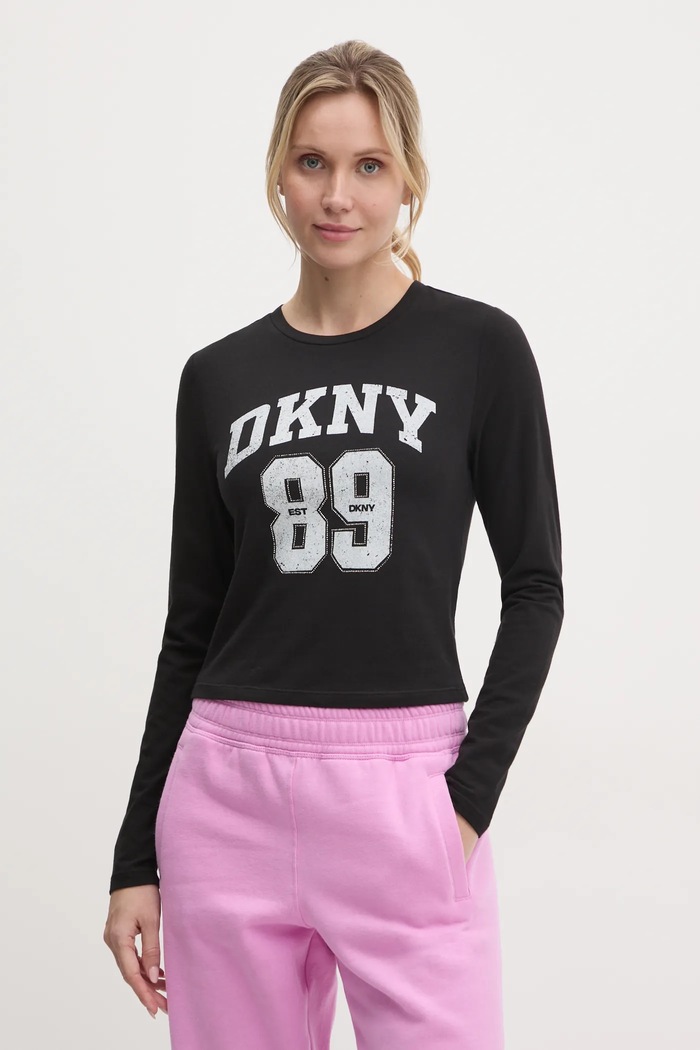Tričko s dlouhým rukávem Dkny slim černá DP4T9979