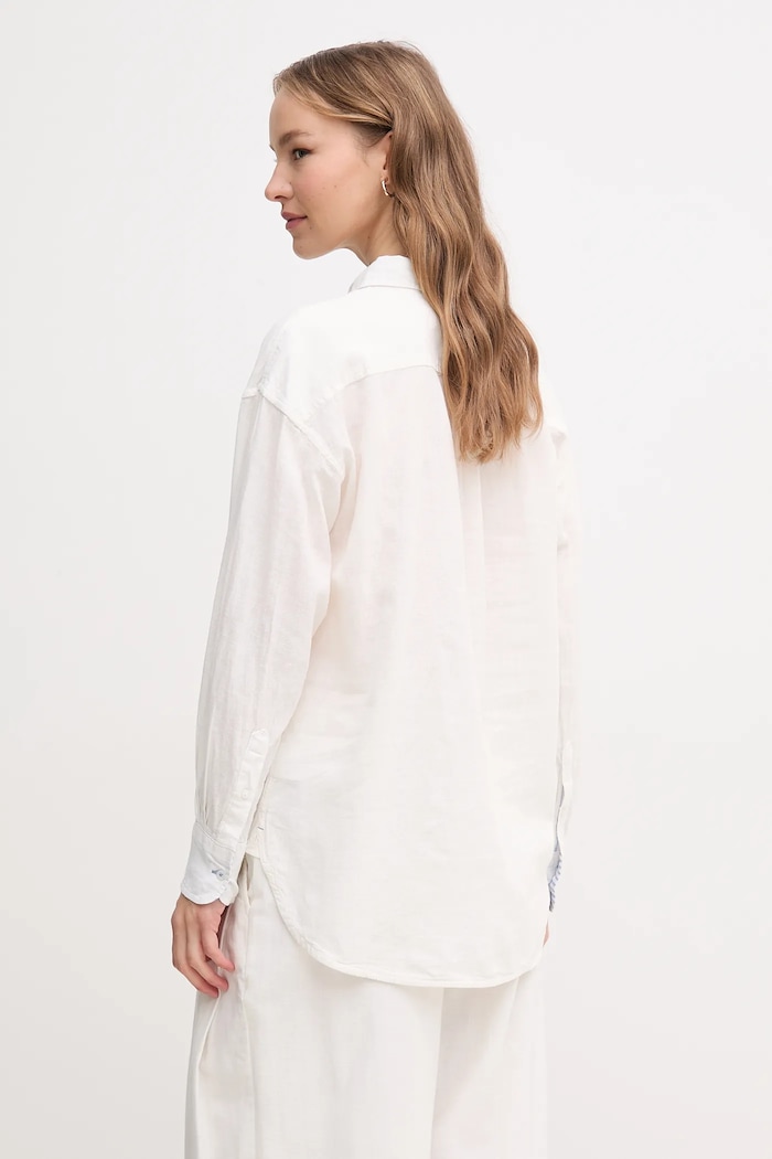 Odzież Pepe Jeans koszula lniana CHIPPER PL304993 biały