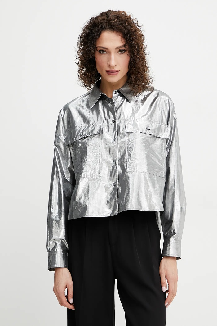 Weekend Max Mara koszula klasyczny srebrny 2515111061600