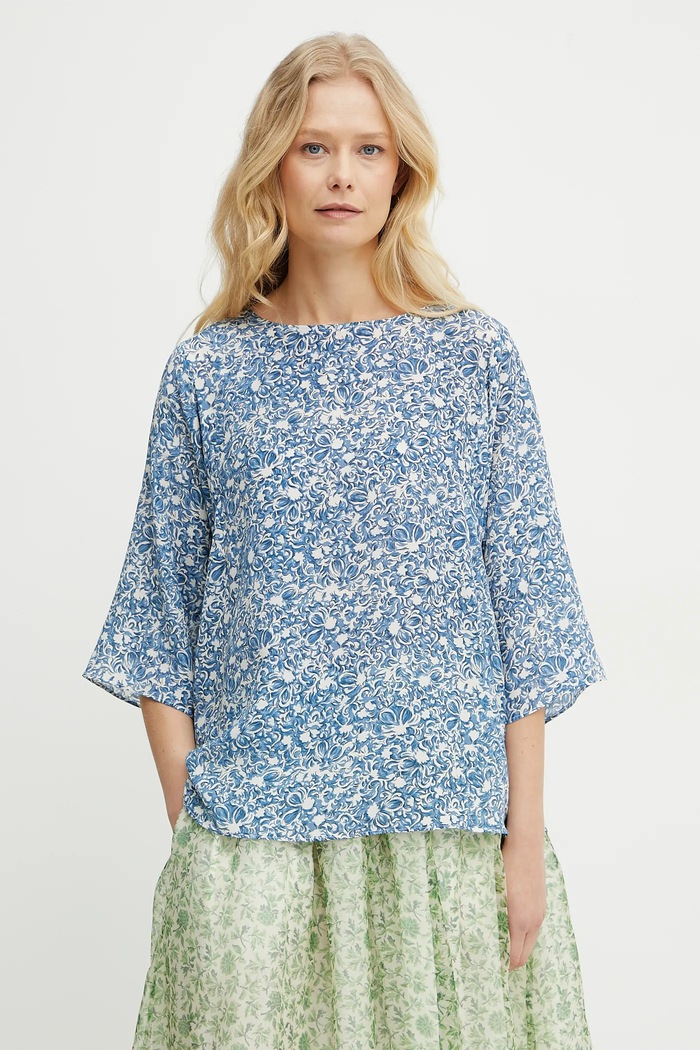 Weekend Max Mara selyemblúz háromnegyedes kék 2515111102600