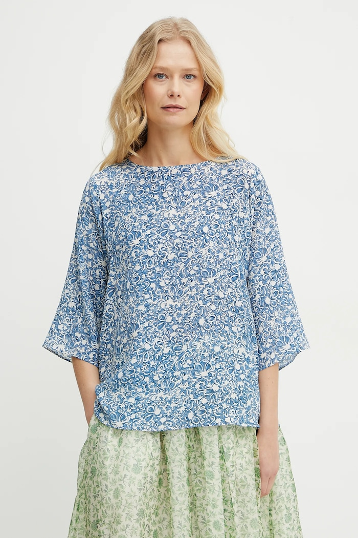 Weekend Max Mara selyemblúz háromnegyedes kék 2515111102600