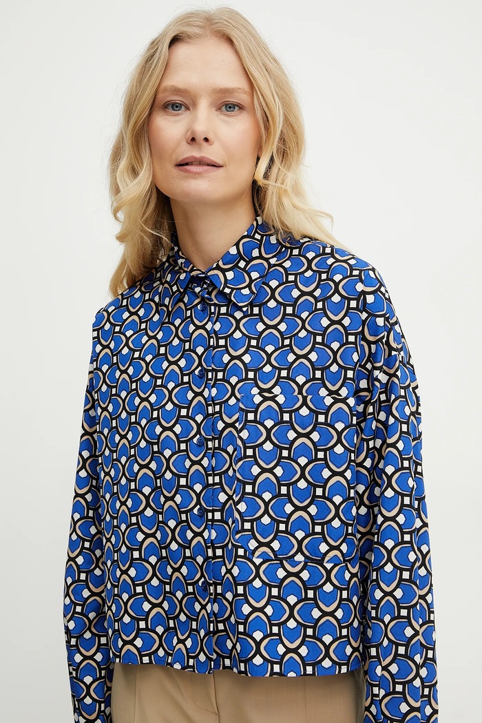 Weekend Max Mara koszula bawełniana niebieski 2515111112600