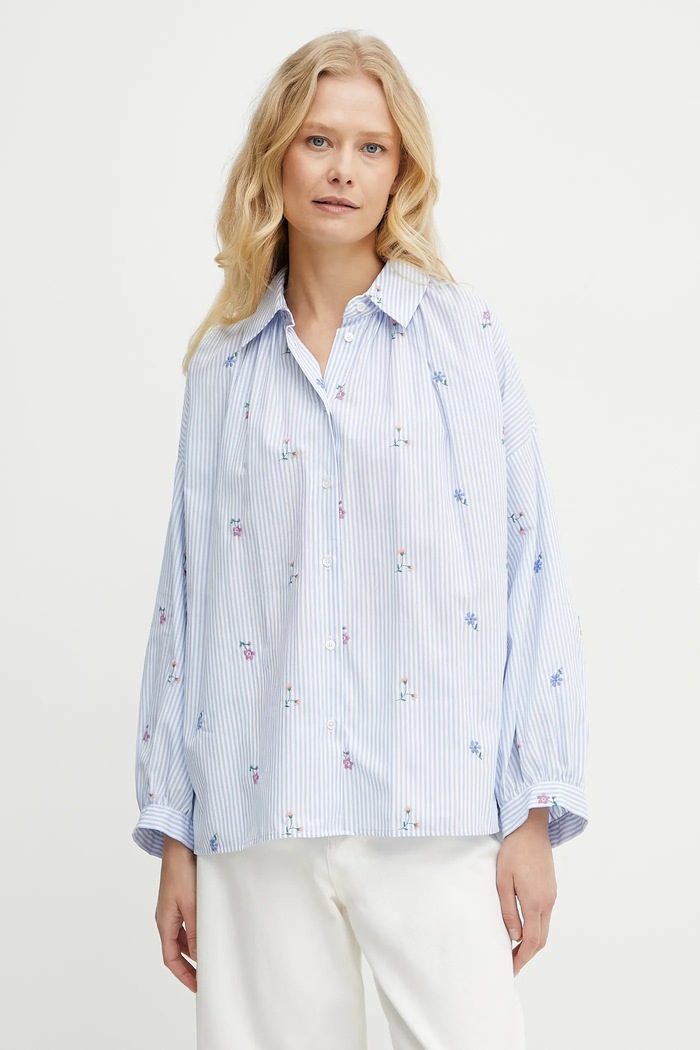 Weekend Max Mara cămașă din bumbac flori albastru 2515111132600