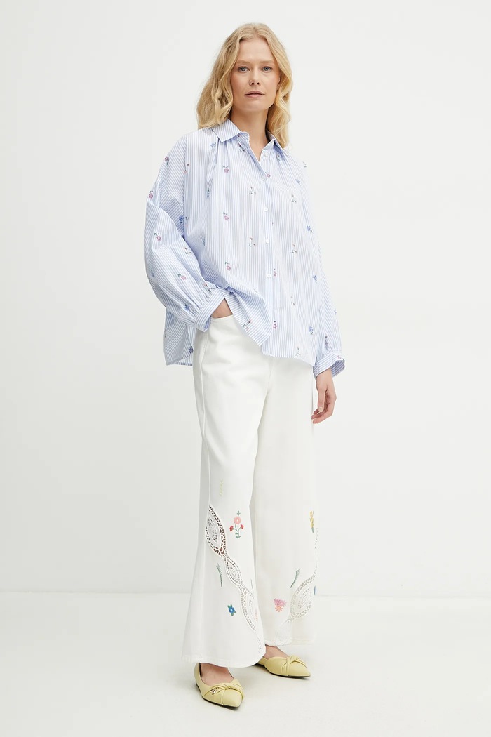 Weekend Max Mara cămașă din bumbac 2515111132600 albastru SS25
