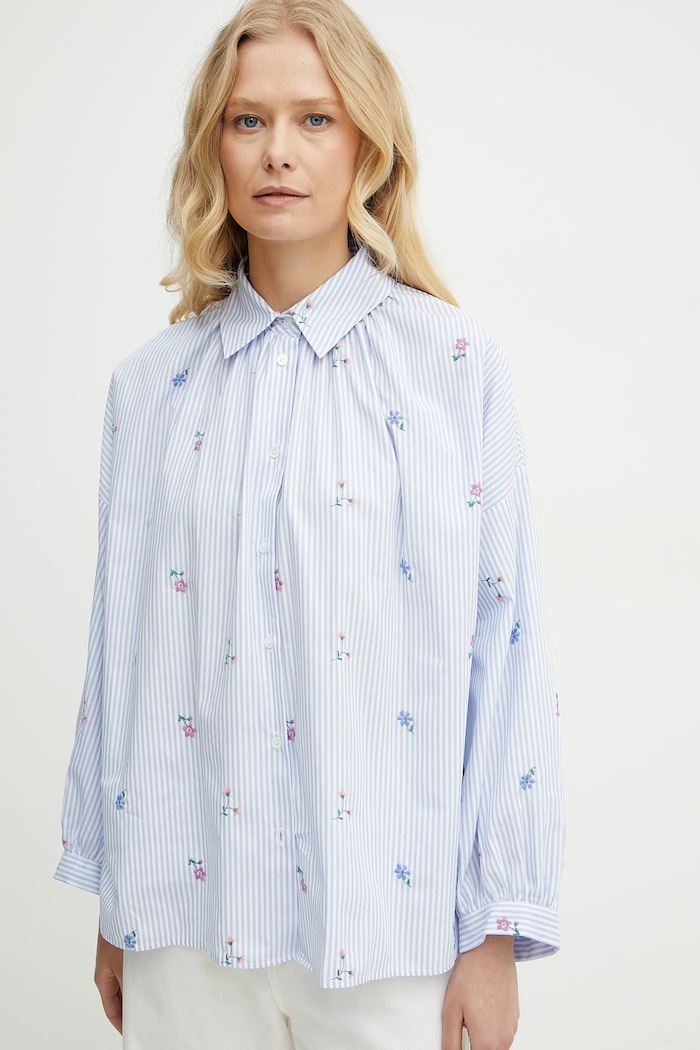 Weekend Max Mara cămașă din bumbac albastru 2515111132600