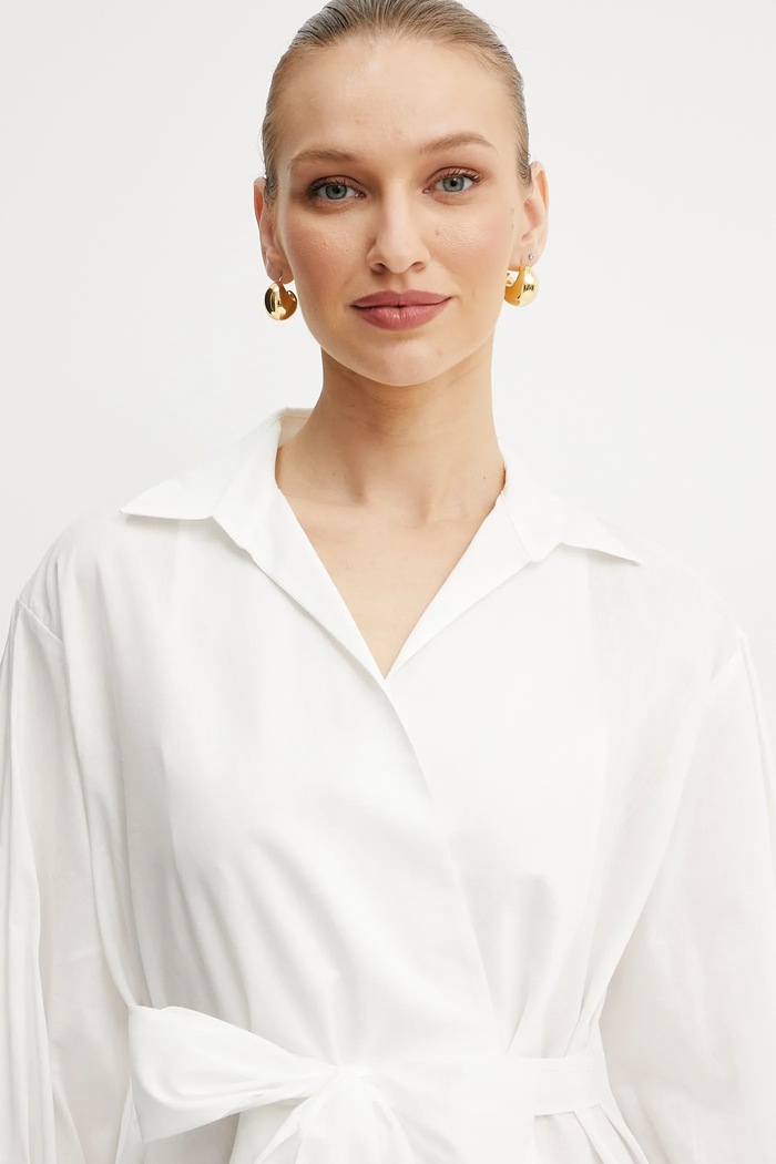 Weekend Max Mara koszula z domieszką jedwabiu biały 2515111142600