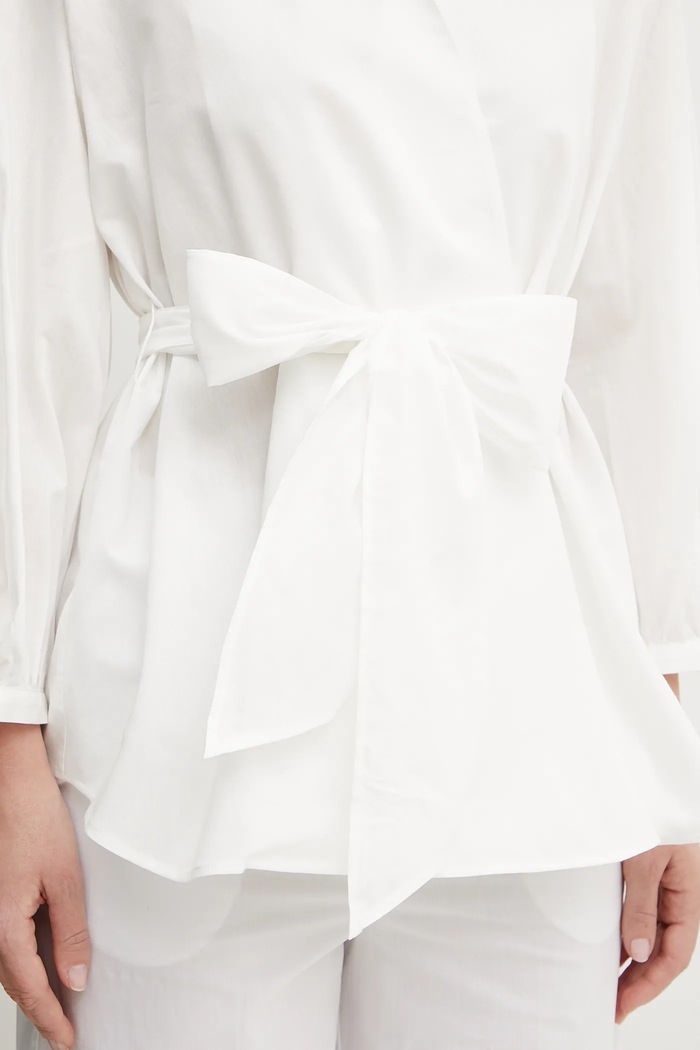 Weekend Max Mara koszula z domieszką jedwabiu 2515111142600 biały