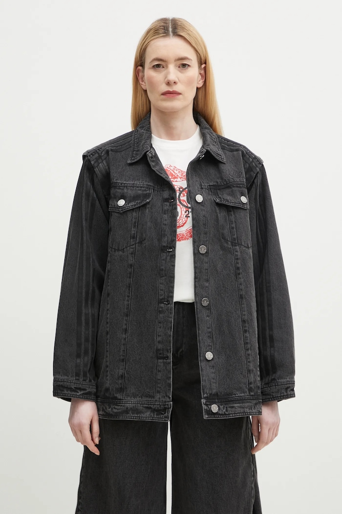 Μπουφάν adidas Originals DENIM SHIRT JKT βαμβάκι μαύρο JY8882