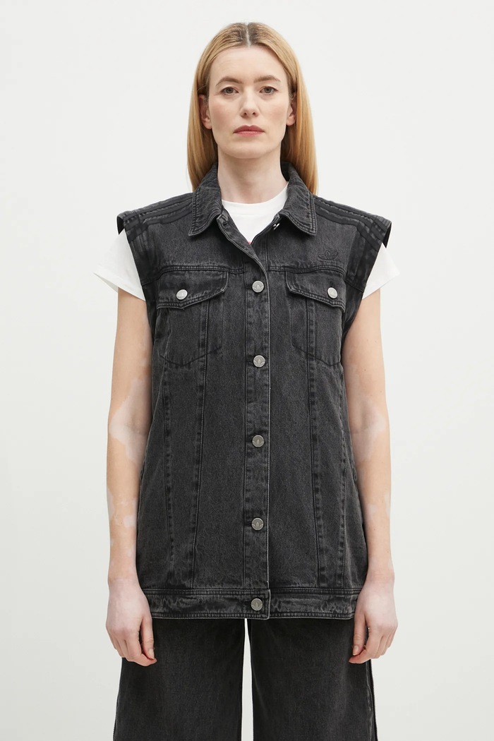 Μπουφάν adidas Originals DENIM SHIRT JKT JY8882 μαύρο