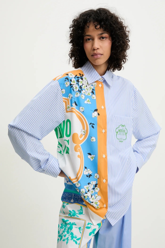 Moschino Jeans camicia in cotone lunga blu 0223.3725